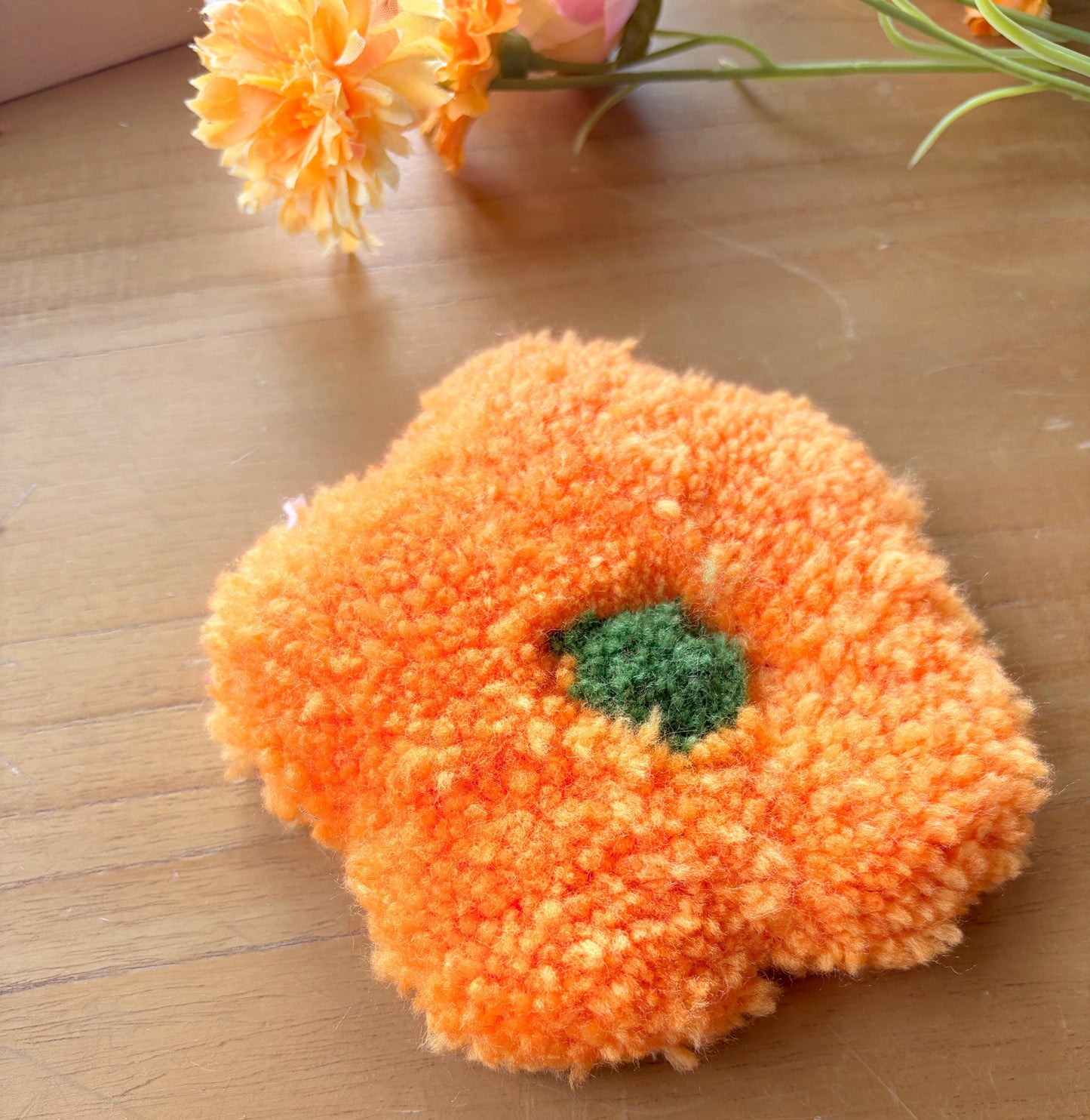 Orange Flower Coaster Rug