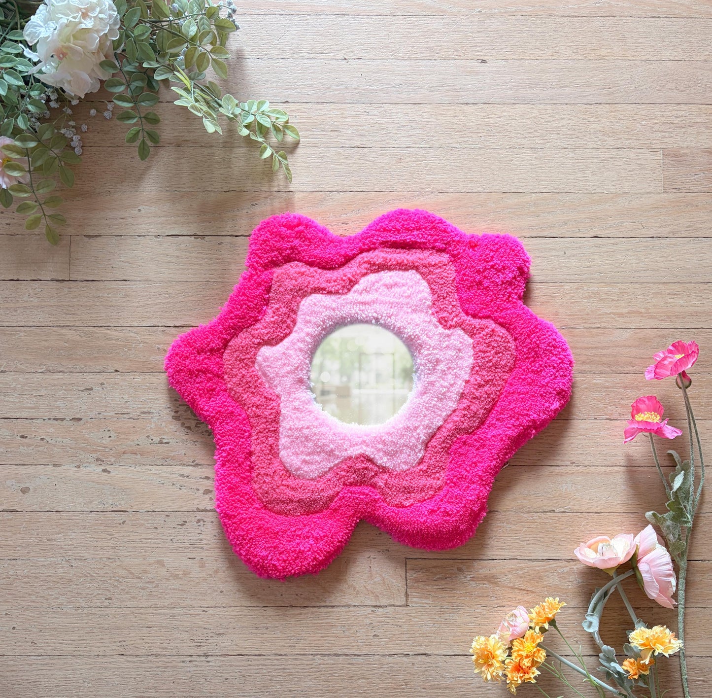 Pink Tufted Mirror