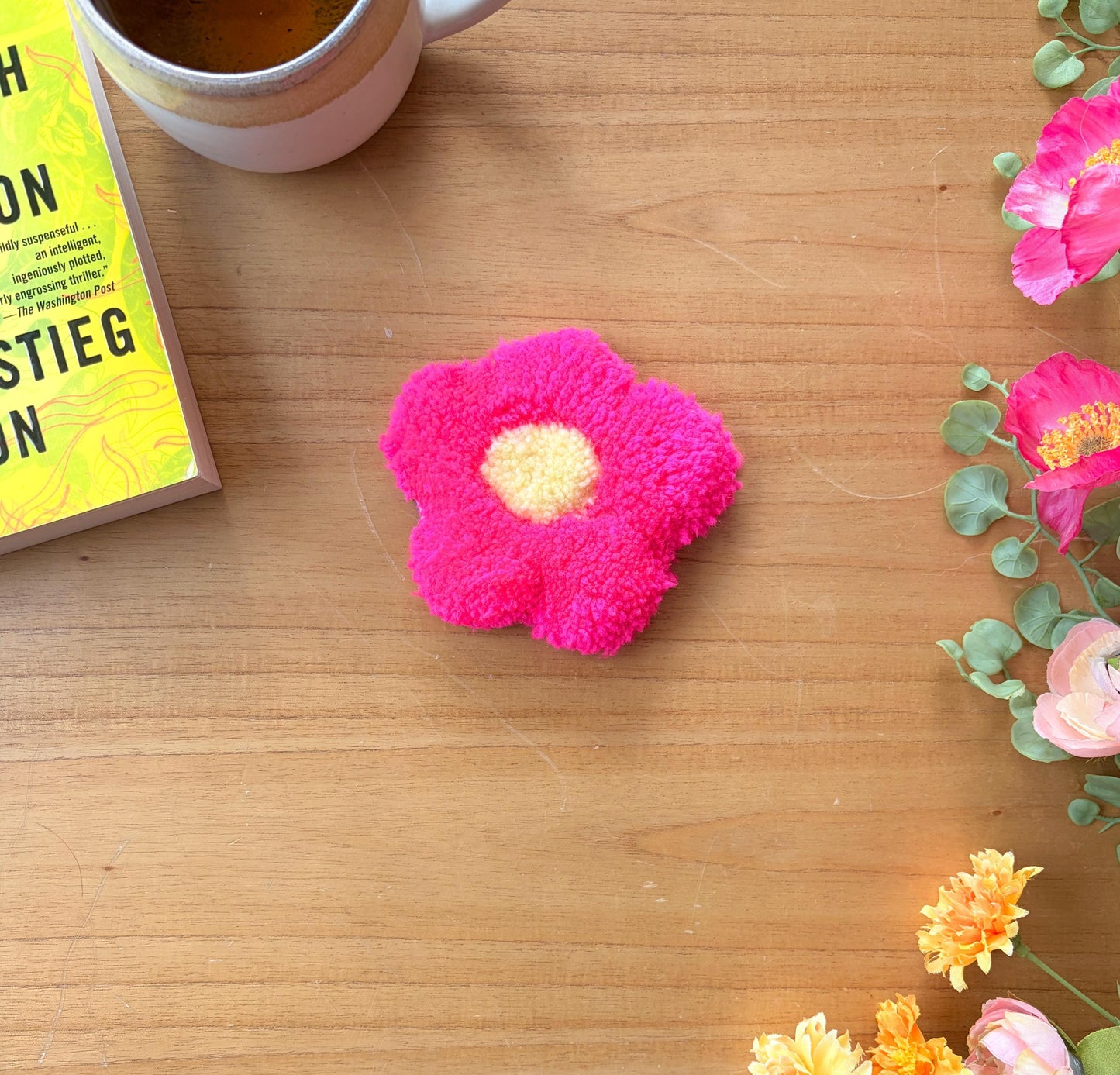 Pink Flower Coaster Rug